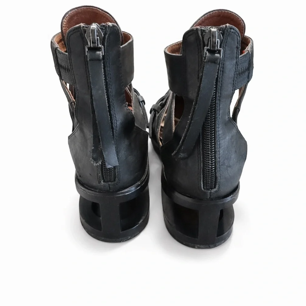 JEFFREY CAMPBELL🔥 Level-Up Black Booties Sandals w/Cut-Out Heel  Size 6.5 - Picture 7 of 9